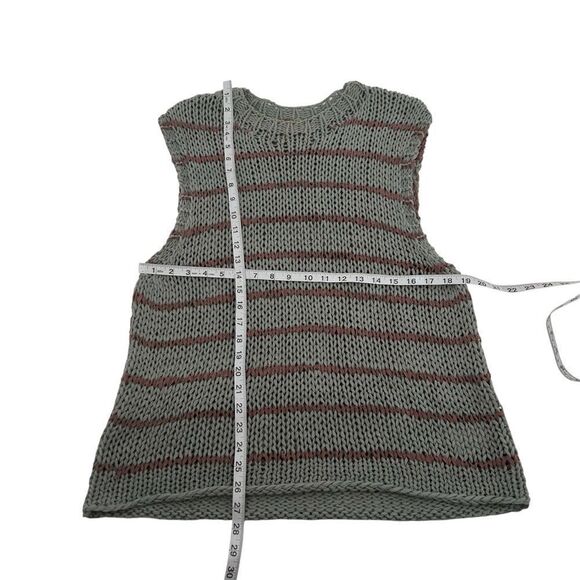 Free People wave after wave sleeveless sweater aqua and taupe stripe size Medium - Picture 4 of 6